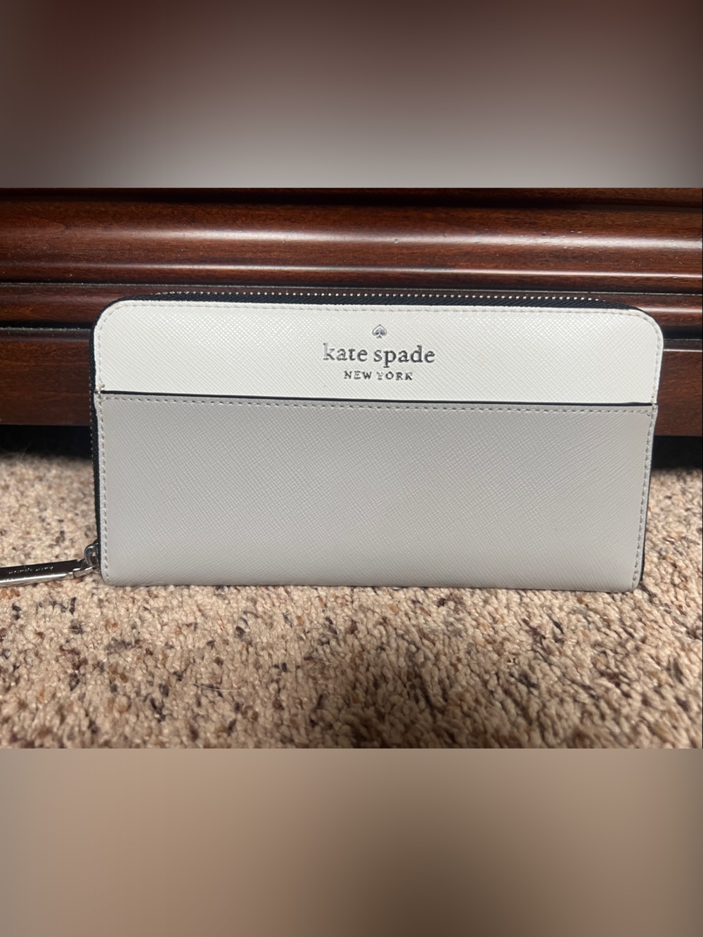 kate spade Two-Tone Gray and Off-White Zip Wallet